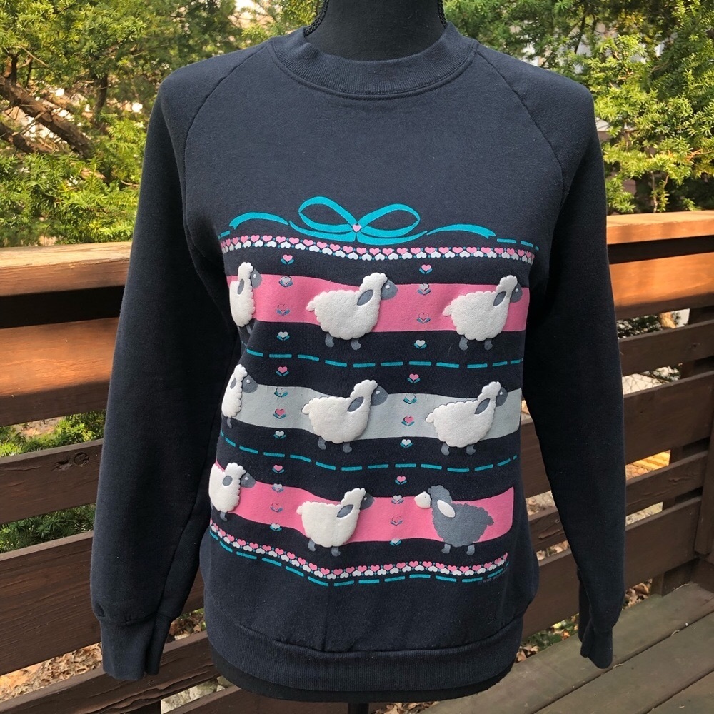 Vintage c. 1980s Lamb & Hearts Sweatshirt